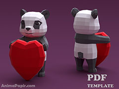 Panda Paper Model ,papercraft , DIY , Low Poly , PDF Papercraft